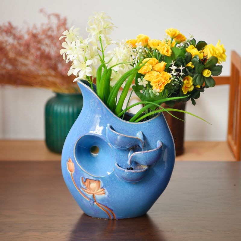 新中式陶瓷流水创意桌面加湿器客厅工艺品桌面装饰花瓶家居摆件