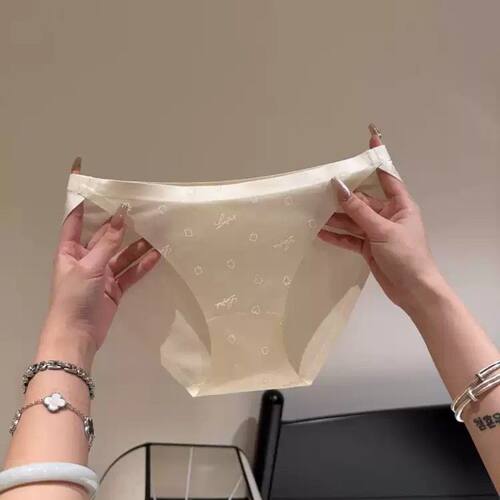 冰丝无痕缎面内裤女款纯棉7A级抑菌裆高开叉低腰性感纯欲三角短裤