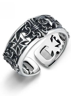 Ring Men's Cross  Men's Hip Hop ins Niche Single Ring Retro