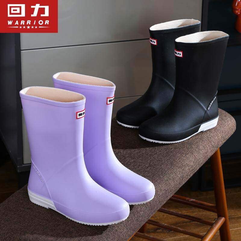 回力中筒雨鞋户外高颜值晴雨鞋厚底耐磨潮流女款水鞋中筒雨靴跨境