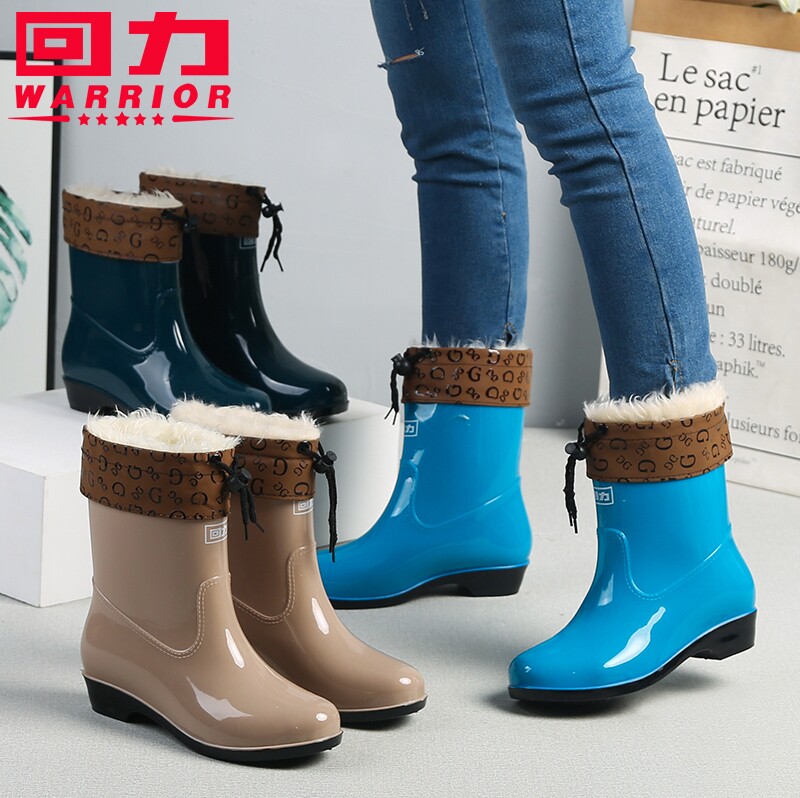 回力女短筒防水防滑雨靴