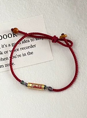 s925银镀金太岁红绳手链女新中式设计手工编织本命年红绳节日礼物