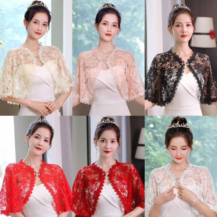 新款蕾丝披肩大码搭配婚纱礼服旗袍日常防嗮开车演出斗篷薄款坎肩
