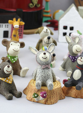 创意卡通树脂小动物摆件仰望星空呆萌礼品