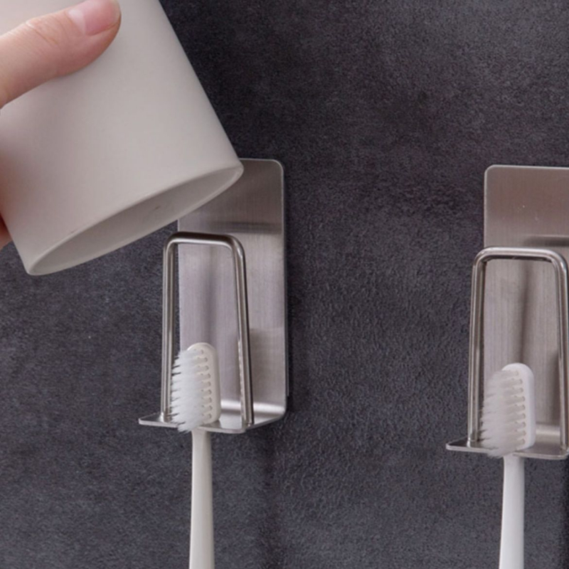 不锈钢免打孔壁挂牙刷架牙具架牙杯架卫生间收纳置物架