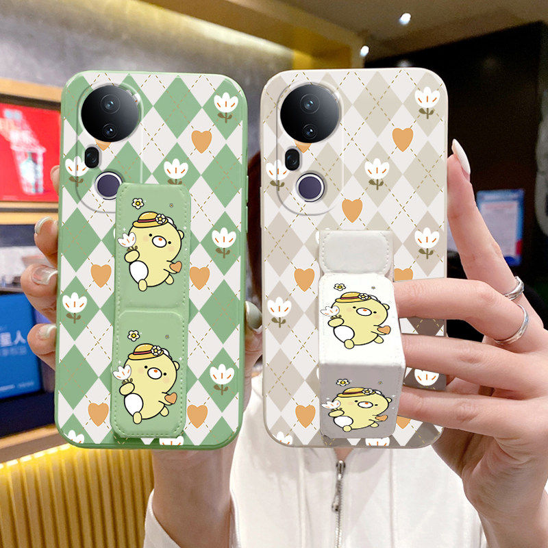 ins可爱风适用于vivoS50Promini手机壳S30女款S19/18可爱S17E磁吸支架腕带S16全包防摔S15可横竖屏桌面支撑架