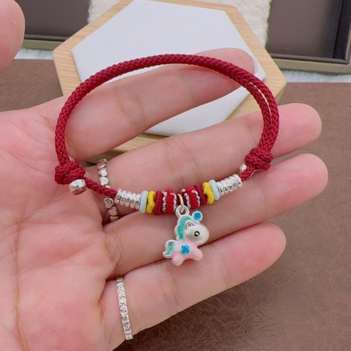 足银999马上有钱情侣纯银手链本命年红绳手绳盘缠男女新款礼物