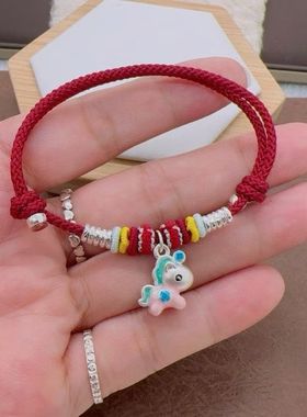 足银999马上有钱情侣纯银手链本命年红绳手绳盘缠男女新款礼物