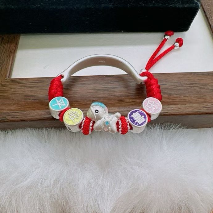 足银999纯银宝宝小半镯生肖马平安喜乐婴儿满月周岁礼送闺蜜姐妹