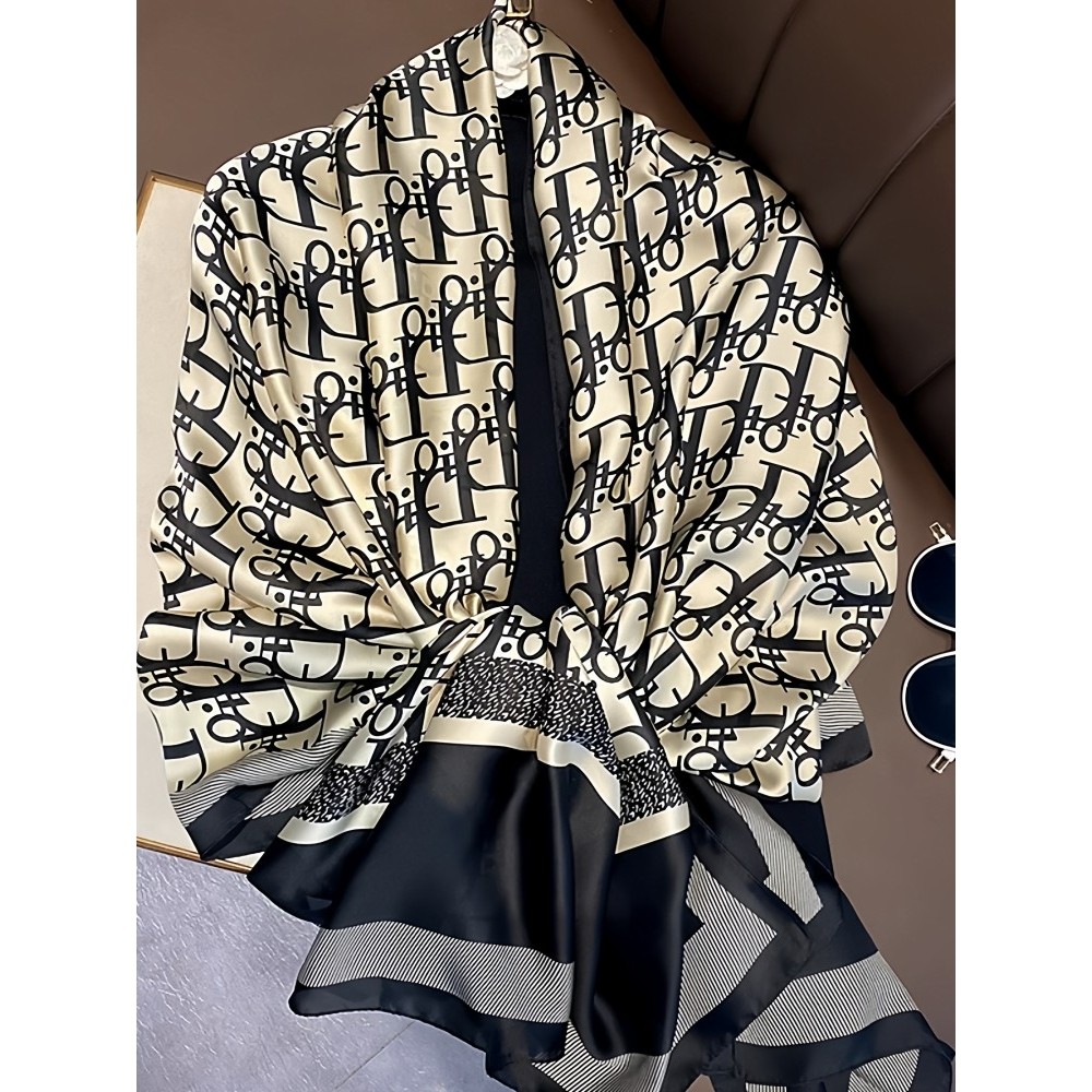 围巾女士仿真丝丝巾韩国油画印花中长款装饰遮阳防晒披肩沙滩巾