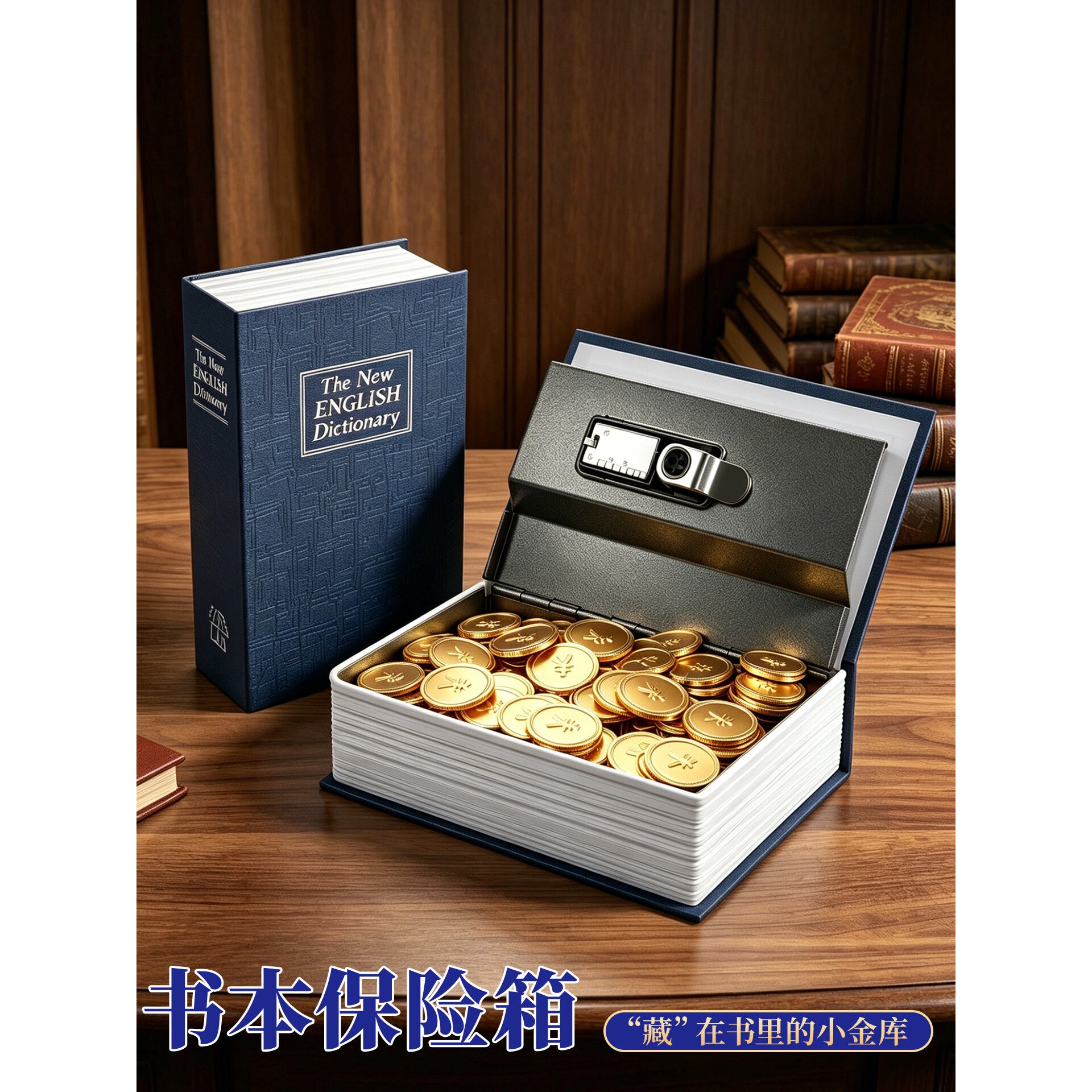 仿真书本保险箱密码盒子带锁小存钱箱存钱罐儿童家用隐秘储物收纳