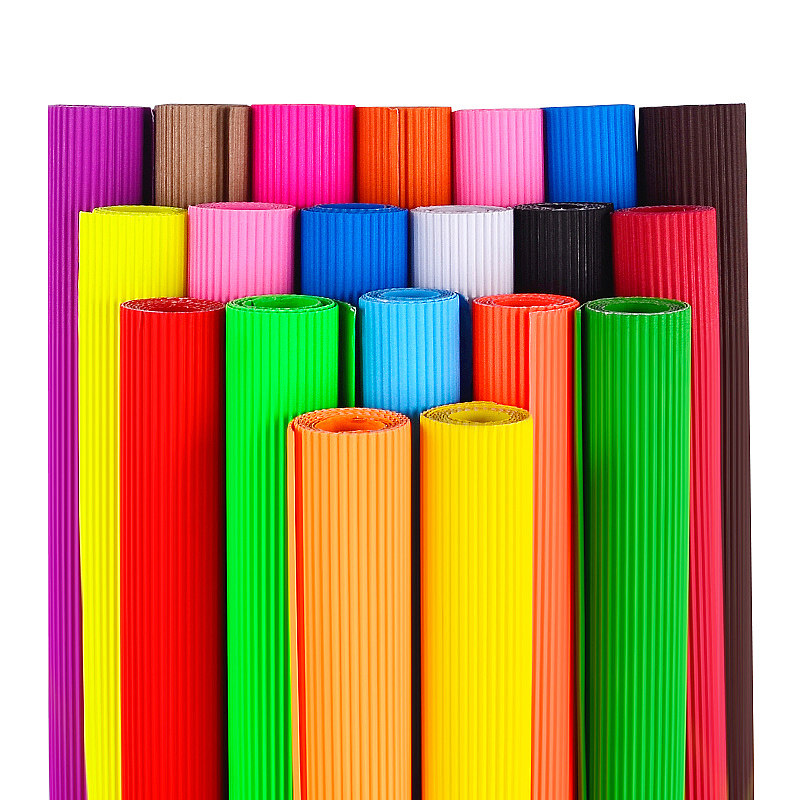 彩色加厚小学生波浪纸混色白色包装硬皱纹黑色褶皱波纹剪纸儿童套装