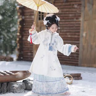 马面裙加绒汉服女童2025新款儿童冬季中国风女孩唐装新年装拜年服