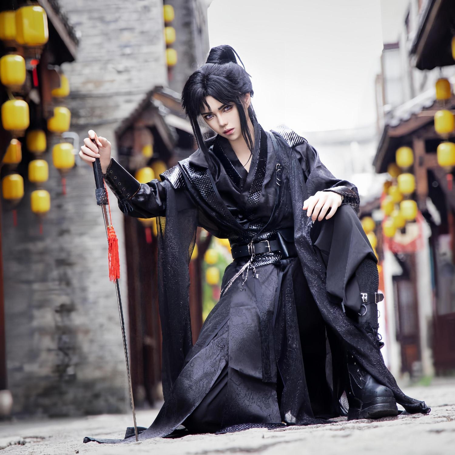 黑色劲装cosplay服墨燃/