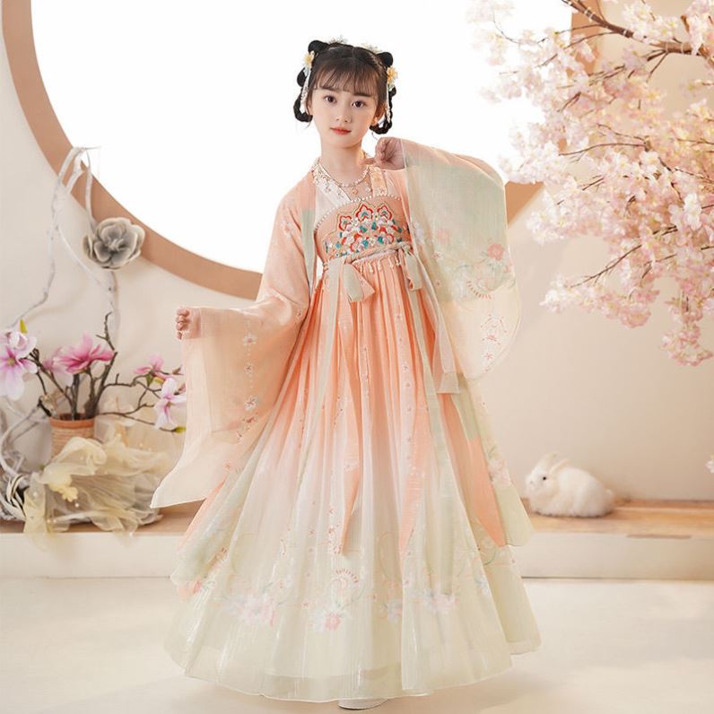 汉服女童春夏古风连衣裙超仙唐装儿童原创古装中国风襦裙古筝演出