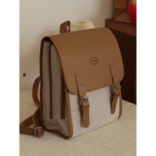 日系ins学院风双肩包女2026新款 高级感小众书包旅游轻便通勤背包