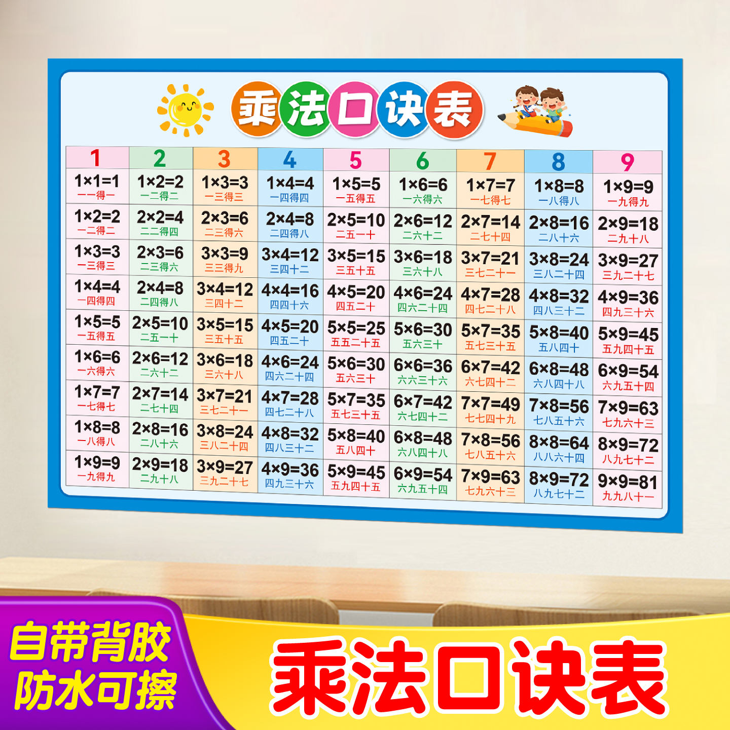 二年级九九乘法口诀表挂图墙贴画