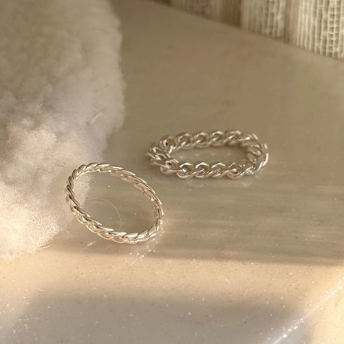 s925纯银软链条戒指女ins简约冷淡风气质细款粗款食指戒男女中性