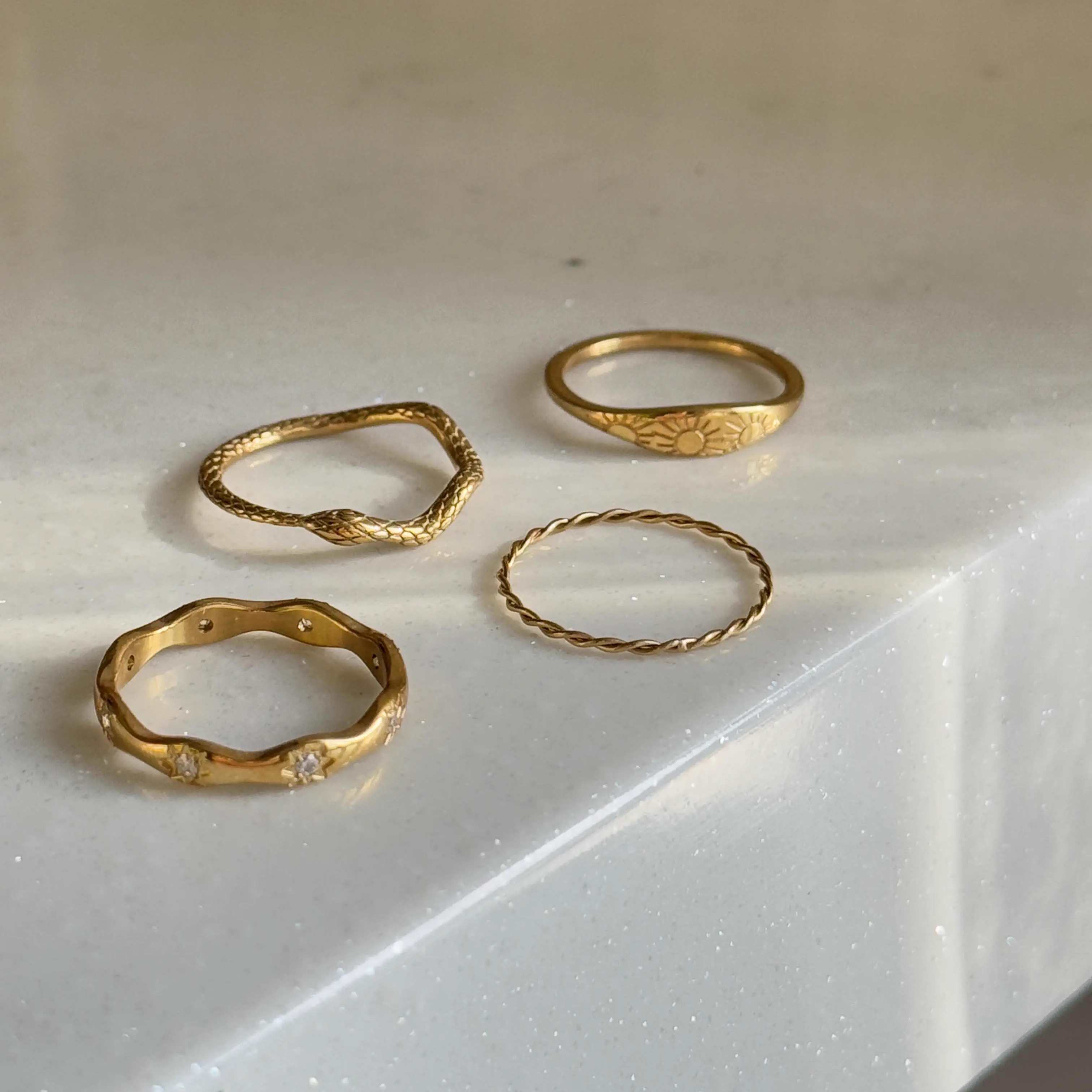 钛钢不掉色蛇年戒指组合复古百搭简约时尚博主同款食指戒2025新款