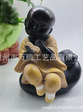 中式禅意小和尚摆件桌面客厅酒柜家居装饰树脂工艺品工厂手工仿古
