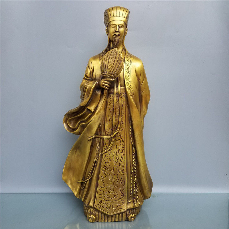 黄铜孔明诸葛亮摆件家居装饰开业礼品工艺品黄铜色