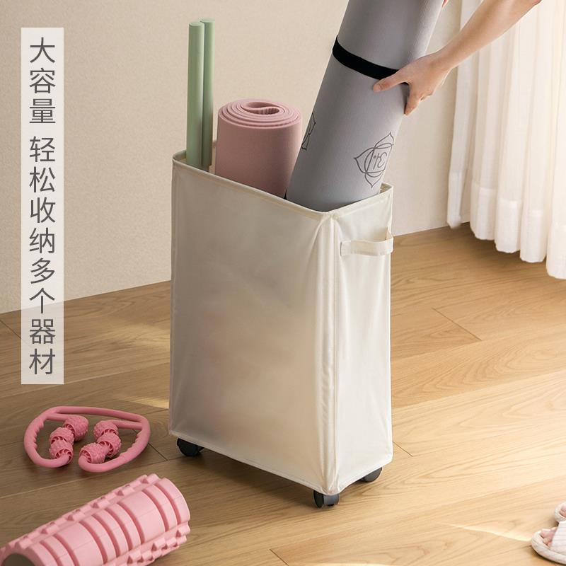 瑜伽垫收纳筐健身房放运动器材器械篮神器泡沫轴工具筒带轮置物架