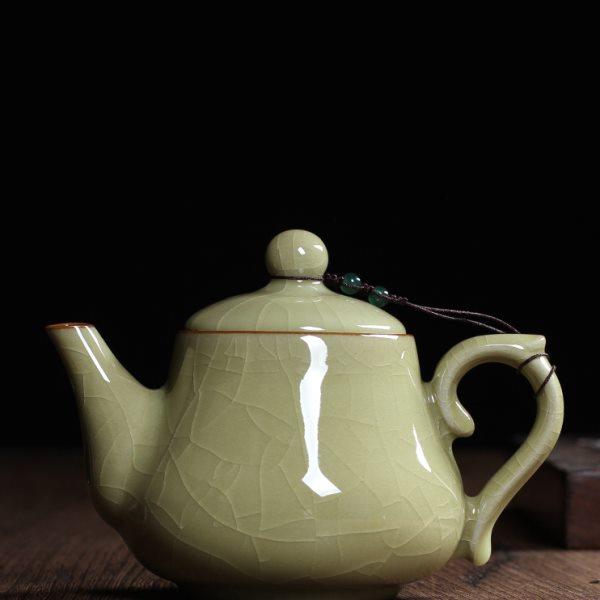 青瓷大号泡茶壶纯手工哥窑冰裂釉单壶陶瓷功夫茶具茶壶带球孔过滤