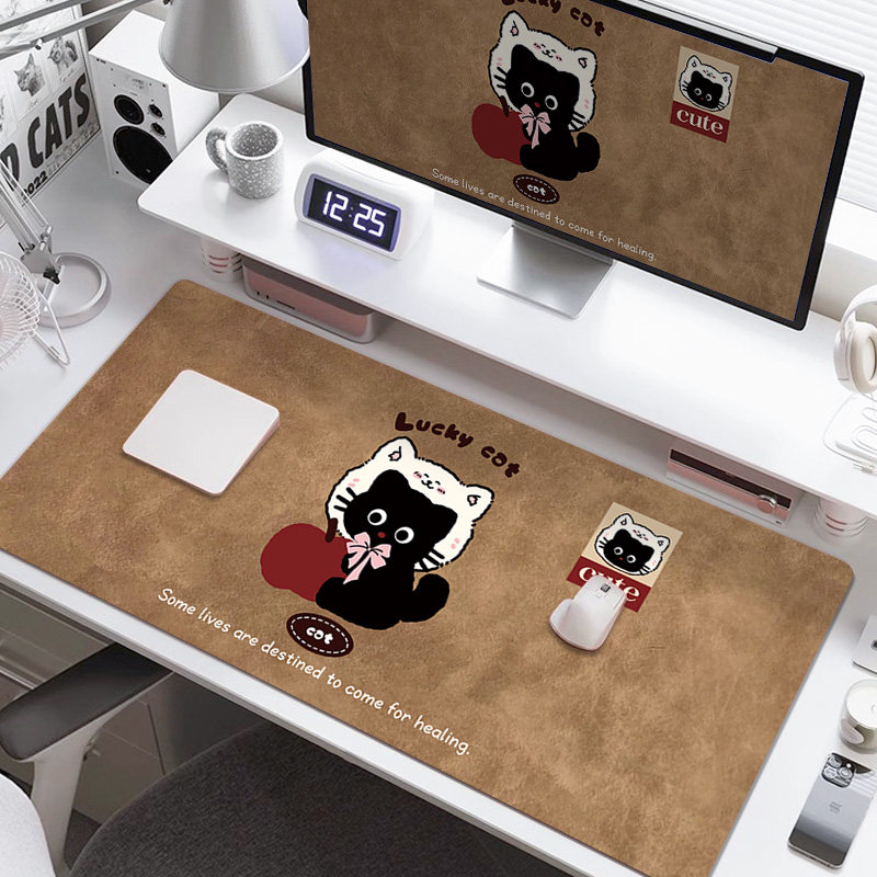 美拉德小黑猫鼠标垫超大号女生高级感咖啡小狗办公电脑键盘桌垫,电脑硬件/显示器/电脑周边,鼠标垫/贴/腕垫,淘宝优惠券,粉丝福利购,淘宝优惠卷