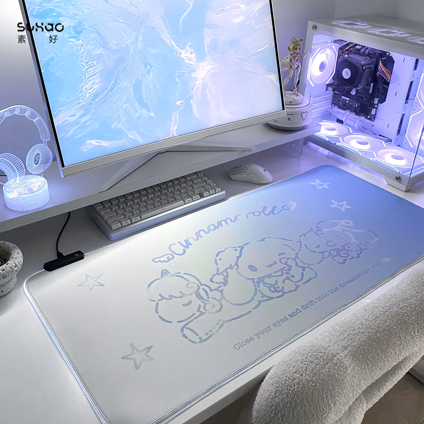 玉桂狗RGB发光鼠标垫fps专用