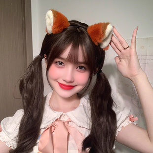 可爱狐狸耳朵发箍超萌卡通毛绒兽耳发卡少女卖萌搞怪拍照表演头饰