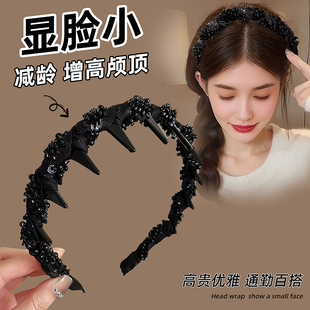 带齿大波浪发箍女2025新款森系网纱麻花头箍高颅顶显脸小百搭发卡