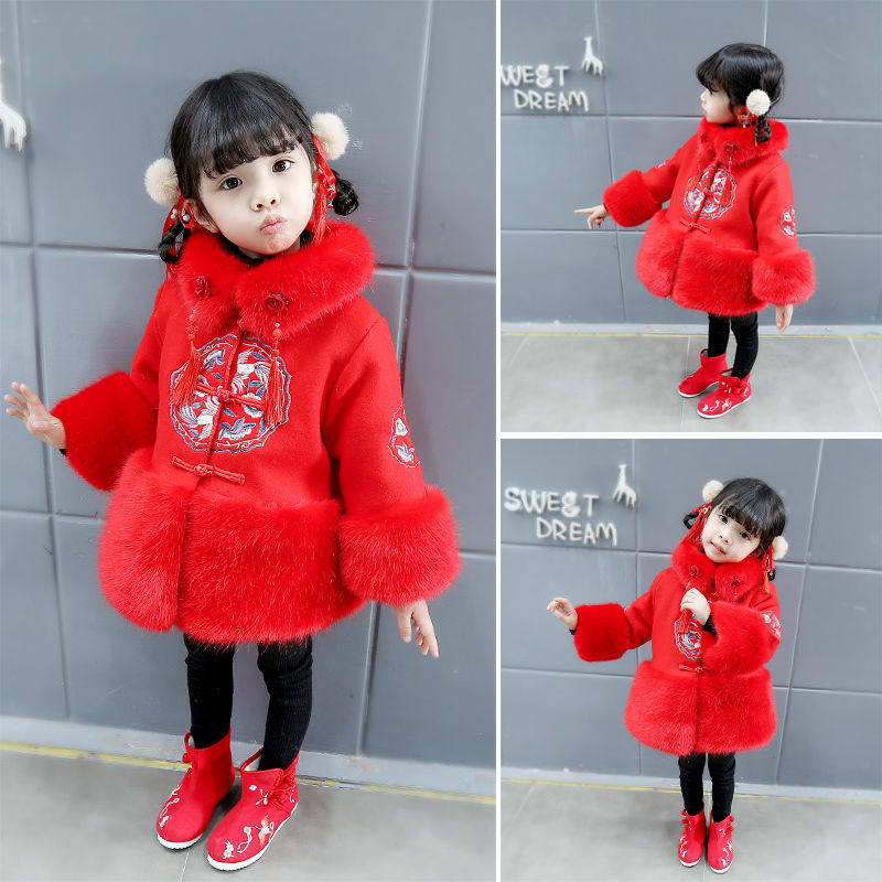 女童毛毛领旗袍新年服拜年服过年加绒小孩子中国风汉服唐装儿童冬|ruв категории плесень играть/Аниме/вокруг/cos/настольные игры, вторичный элемент Лолита, Лолита/мягкая одежда/переплет - от Buy2taobao.com для оказания профессиональной услуги покупки агента Taobao