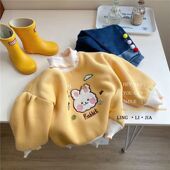 女童卫衣秋冬装 双层加绒加厚卫衣儿童女美拉德套头衫 宝宝高领上衣