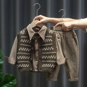 三件套潮亲子家庭装 童装 男宝宝洋气儿童韩版 春秋季 男童秋装 套装
