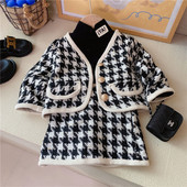女小童小香风套装 裙秋装 洋气儿童时髦短裙网红女宝宝两件套格子潮