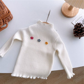 秋冬女宝宝打底毛衣中低领女童韩版 翻领针织保暖上衣中小童毛衣潮