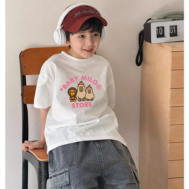 日本潮牌bapekids夏季新款男女中大儿童装短袖t恤卡通休闲上衣