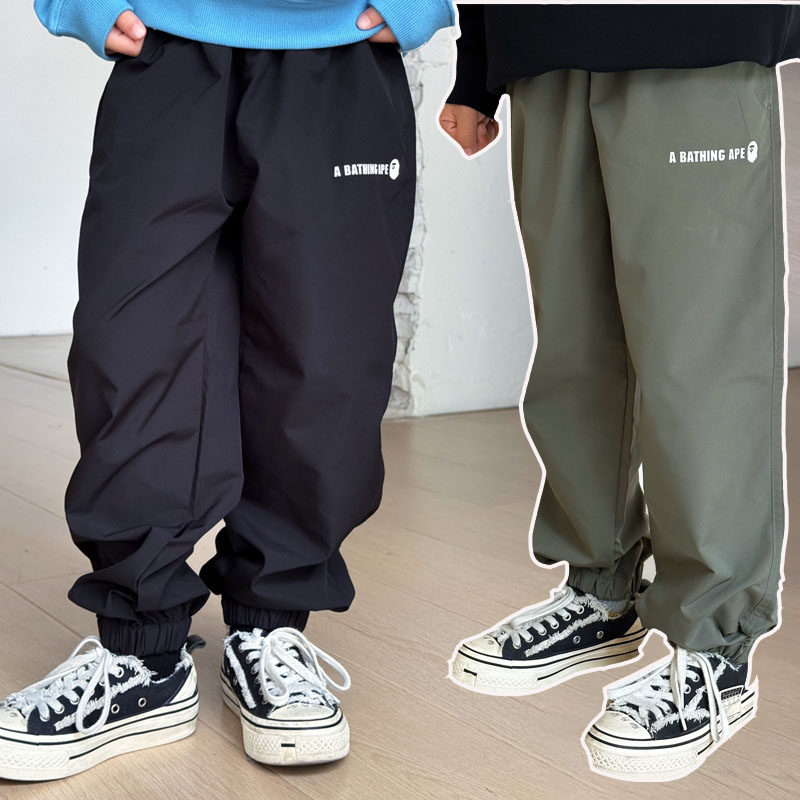 Японский модный бренд bapekids/ осенние мужские и женские длинные брюки для детей среднего и большого размера, повседневные ветрозащитные сухие брюки, комбинезоны Изображение 1