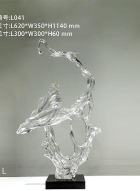 现代酒店售楼大厅创意浪花雕塑透明树脂摆件别墅样板房软装艺术品