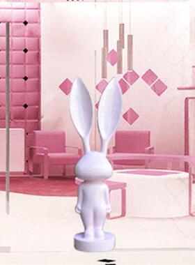 卡通动物大长耳朵兔子雕塑网红奶茶店餐厅玻璃钢摆件商场橱窗美陈