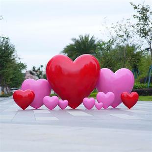 爱心造型摆件玻璃钢心形气球糖果雕塑商场园林景观网红打卡装饰品