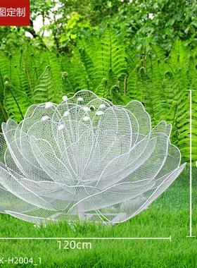 户外不锈钢镂空发光花朵雕塑铁艺莲花公园售楼部园林景观装饰摆件