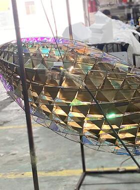 不锈钢雕塑定制电镀鱼镂空景观艺术园林酒店金属亚克力摆件装饰品