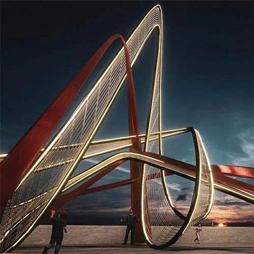 广场公园户外大型不锈钢景观雕塑钢结构喷漆亮面发光雕塑厂家