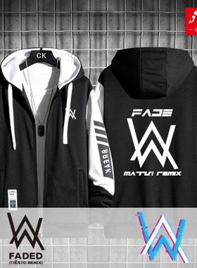 艾伦沃克Alan Walke同款衣服DJ男学生连帽拉链卫衣外套开衫长袖潮