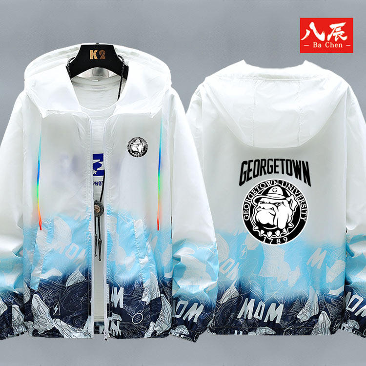 乔治城大学斗牛犬ncaa篮球连帽防晒衣服夹克外套男士宽松夏季衣服