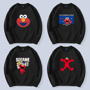 八辰芝麻街联名卫衣周杰伦陈冠希同款潮牌学生宽松圆领卫衣男