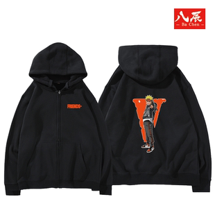 火影忍者鸣人联名vlone潮牌港风ins超火的连帽拉链卫衣外套陈冠希