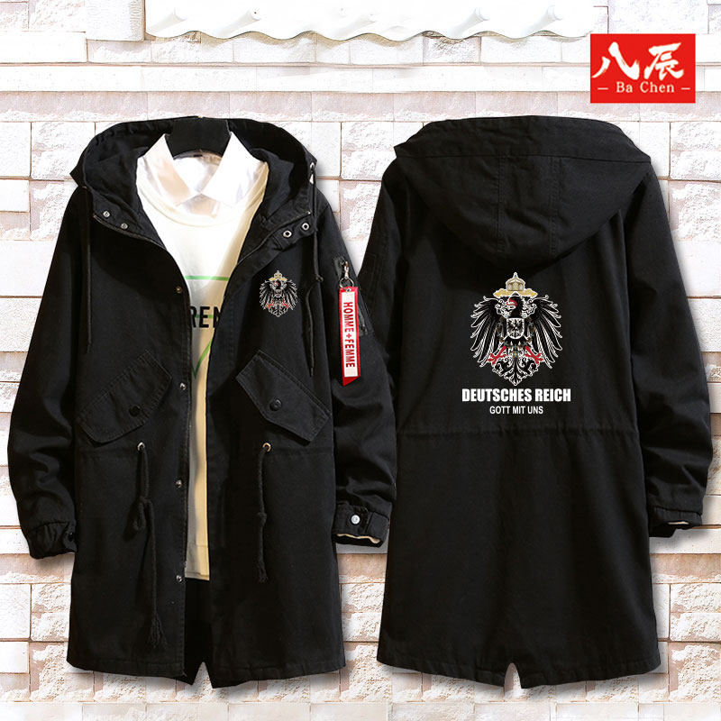 德意志第二帝国german empire普鲁士德国衣服男连帽风衣外套秋冬