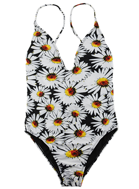 XL码115-125斤欧美胸垫三角连体泳衣女性感V领交叉肩带露背2026